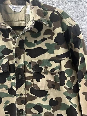 $36 • Buy Vintage Five Brother Duck Camo Chamois Shirt L Made In USA Hunting Flannel 90s