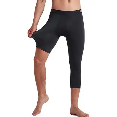 (M)Men's 3/4 One Leg Compression Tights Athletic Leggings Quick Dry Gym Leggings • £9.67