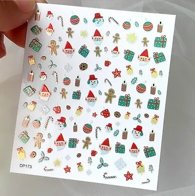 Laser Christmas Nail Sticker Reindeer Snowflake Snowman Stars Gingerbread • $2.75