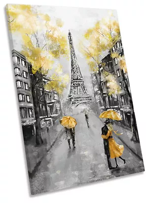 Yellow Paris Eiffel Tower Print CANVAS WALL ART Portrait Picture • $74.99