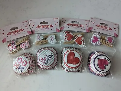 $10 • Buy New Valentines Cupcake 96pcs Liners Standard Size With 96 Pcs Picks 4 Styles 