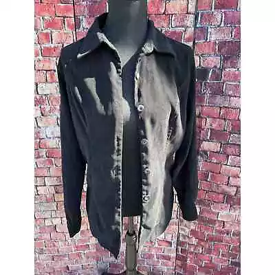 Merona 1990's Women's Jacket Black Velour Long Sleeve Collared Button Up Small • $8.05