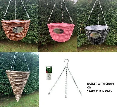Wall Hanging Rattan Wire Cone Flower Basket Planter Plant Garden Pot Spare Chain • £9.95