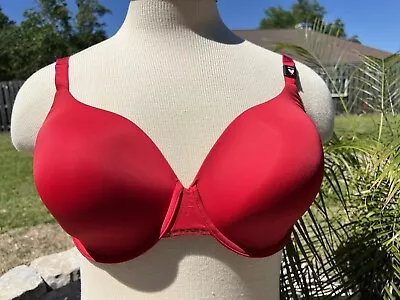 Victoria’s Secret 38DD D T-Shirt Lightly Lined Full Coverage Lace Accent Red NWT • $24.99