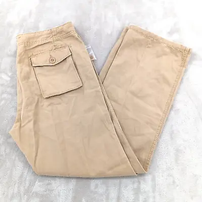 Guess Jeans Vintage Pants Mens 33 X 31 Khaki Linen Cotton Blend Drawstring *SPOT • $19.99