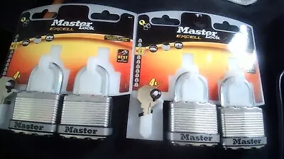 Master Lock Excell. 2x 2packs (4 Padlocks + 8 Keys). M1T / M1EURT. New With Tags • £23.99