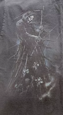 Grim Reaper Scythe  Skull Lightning Graveyard  T-shirt Xl • $19.99