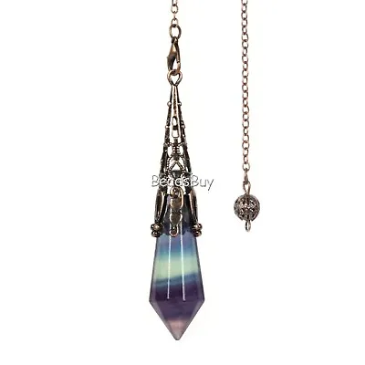 Natural Gemstone Crystal 12 Facted Therapy Healing Divination Point Pendulum 3  • £9.35