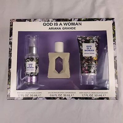 Ariana Grande God Is A Woman Gift Set Body Mist Eau De Parfum Body Souffle NIB • $27.88