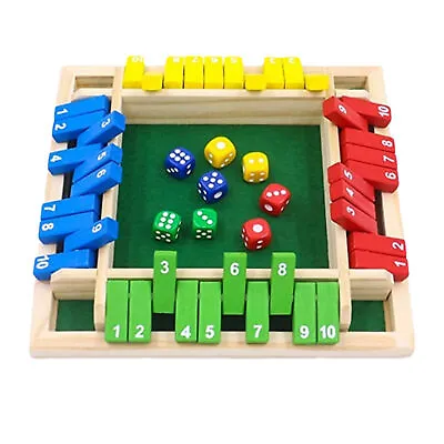 4 Players Shut The Box Dice Game Wooden Board Game For Kids Adults Tabletop Fun • $22.47