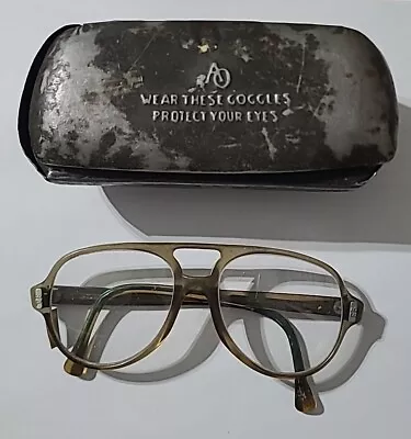 VTG American Optical AO FLEXI FIT 6M Z87 Eyeglasses Frames Metal Goggles Case • $29