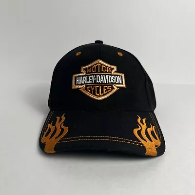 Vintage Harley Davidson Motorcycle Flames Shield Racing Strapback Hat Cap Mens • $14.99