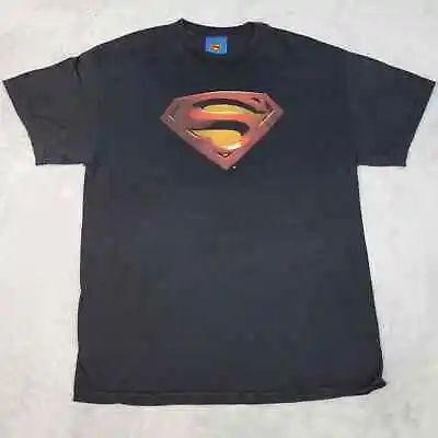 Superman Shirt Mens Large Black Crewneck Vintage DC Comics Universe Hero Adult L • $7.90