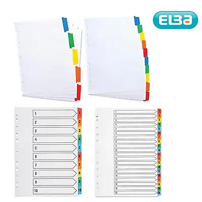 £1.99 • Buy Elba A4 Index Coloured Reinforced Card Dividers/Indices/Tabs School & Work File