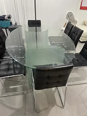 Nick Scali Oval Glass Dining Table With 8 Chairs • $760