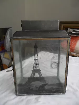 Eiffel Tower Paris Large Glass Metal Candle Holder - Rustic & Weathered • £7.99