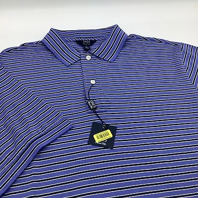 Lincs David Chu Mens Short Sleeve Golf Polo Blue Striped Size Large NWT • $34.95