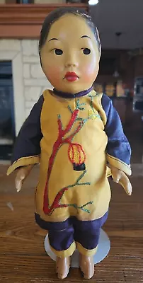 Vintage Composition Oriental Asian Hoo Choy Doll All Original 13 1/2  • $75