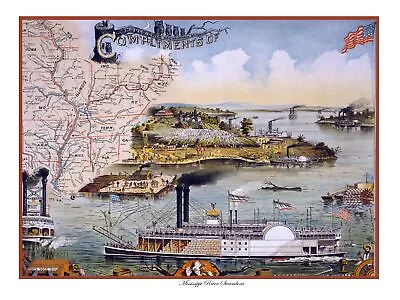 4421.Compliments Of The Mississippi River Steamboat.POSTER.decor Home Office Art • $57