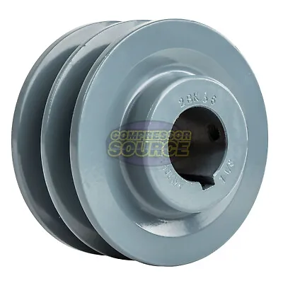 Cast Iron 3.75  Dual Groove Belt B Section 5L Pulley W/ 1-1/8  Sheave Bushing • $45.95