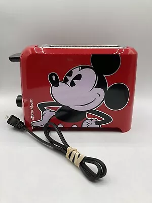 Disneys Mickey Mouse Red 2-Slice Toaster Mickey Head And Ears Imprinted On Toast • $17.99