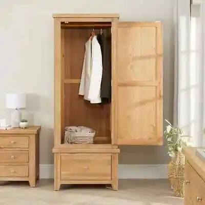 Cheshire Limed Oak Single 1 Door Wardrobe With Drawer-Bedroom Dressing Room-LR21 • £519