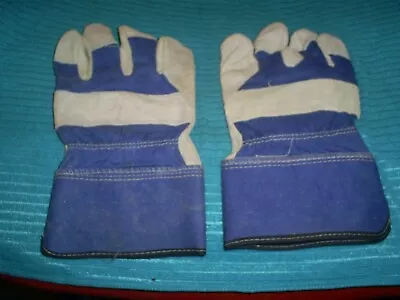 Work Gloves Blue  Canadian Rigger H/duty Chrome Leather Palm Size10 Lge 3pairs  • £8