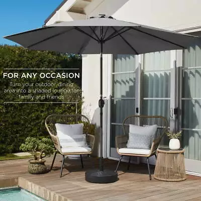 Outdoor Steel Market Patio Umbrella Crank Tilt Push Button 6 Ribs 10ft Gray • $81.31