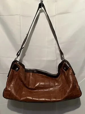 Francesco Biasia Leather Bag Brown Alligator Purse Italian Made In Italy FLAW • $14.99