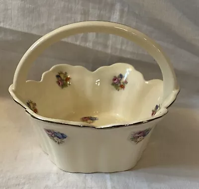 Vintage Moriyama Japan MM Trinket Dish With Handle Pottery Ceramic Flowers • $15