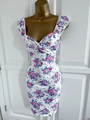 £35 • Buy Jane Norman Y2k White Pink Floral Print Milkmaid Gypsy Dress Size 12 10