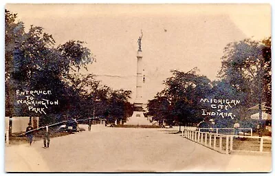 Postcard RPPC IN Michigan City Indiana Entrance Washington Park LaPorte Co R20 • $15.99