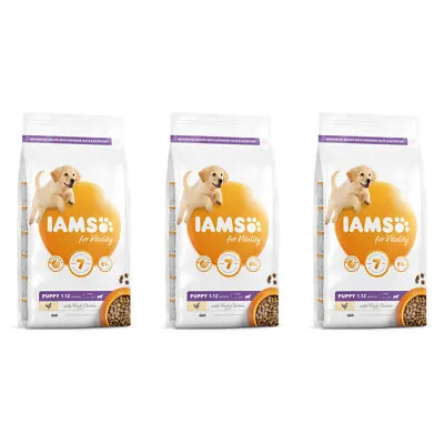 3 X Iams Vitality Puppy Large Dog Food With Fresh Chicken 2kg • £22.26