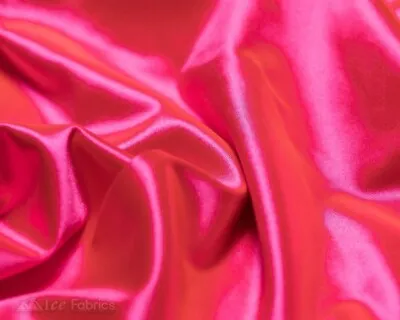 £13.54 • Buy Neon Pink 4 Way Stretch Silky Satin Fabric By Yard Thick Satin