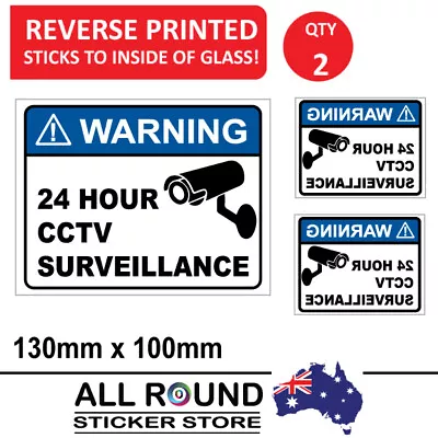 Warning CCTV Security Surveillance Camera Sticker Sign 130mm X 100mm Reverse Pri • $6.95