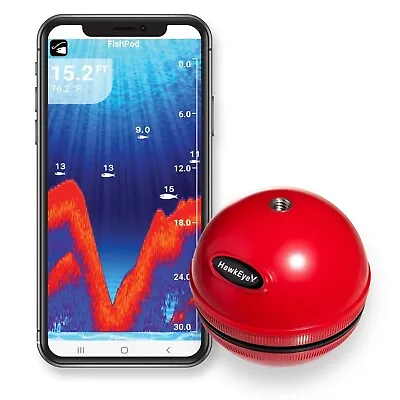 HawkEye FISHPOD 5X BLUETOOTH WIRELESS CASTABLE SMART PHONE FISH FINDER 2 YR WARR • $84.99