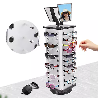 44 Pairs 360 Rotating Sunglass Display Rack Metal Glasses Stand Holder & Mirror • $48