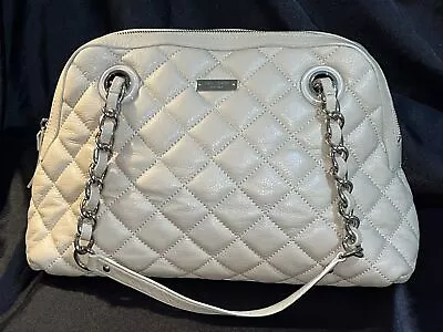 EXCELLENT! Kate Spade Beige Diamond Quilted Leather Shoulder Bag W/Chain Handles • £66.49