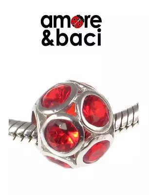 £26.99 • Buy AMORE & BACI 925 Silver & Zirconia Multi Bezel RED Charm Bead RRP £35, Christmas