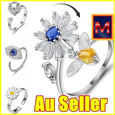 $8.95 • Buy Anti-anxiety Spinner Fidget Rotating Rings Band Stainless Steel  Adjustable Open