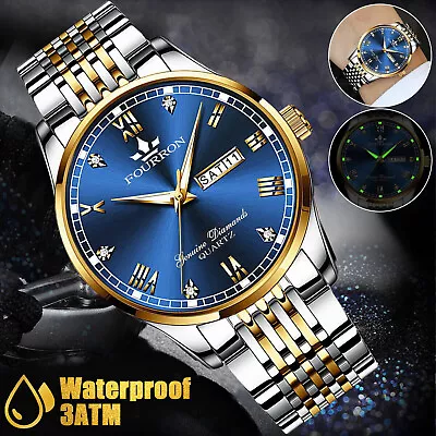 Waterproof Men Watch Classic Business Stainless Steel Quartz Luminous Wristwatch • $12.98