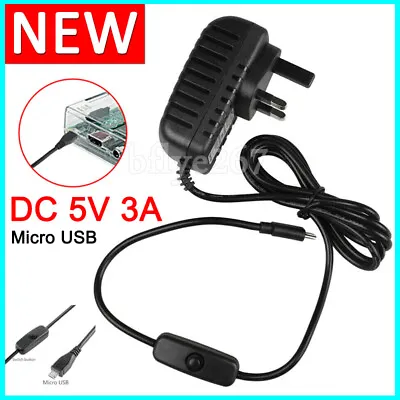 5V 3A Micro USB Power Supply Adapter Cable Charger With Switch For Raspberry Pi • £6.14