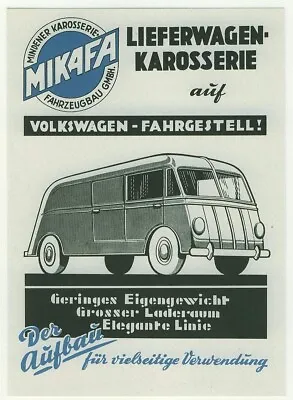 Mikafa Van On Volkswagen Chassis Brochure 1950 Minden Sale Brochure • $10.64