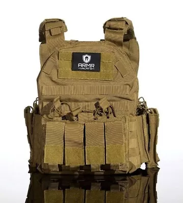 Tactical Vest Plate Carrier W/(2) 10 X12 Lvl 3+AR500 Plates- Trauma Pads-pouches • $250