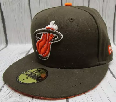 NWT New Era 59Fifty Fitted Miami Heat Brown Orange Hat HWC Logo Size 7  • $19.95