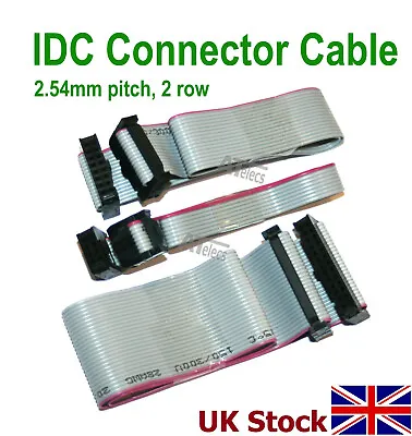 IDC Header Jumper Connector 2.54mm Pitch 2 Row 30cm Flat Ribbon Cable Female • £3.88