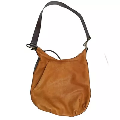 Ellington Two-Tone Brown Tan Leather Hobo Bag Purse Classic • $49.89