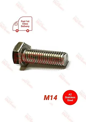 M14 (14mm) STAINLESS STEEL A2 (304) HEX SET SCREW BOLT **1st CLASS DELIVERY** • £4.80