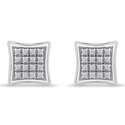 Men's 1/4 Ct Diamond Star Earrings White Ion-Plated Sterling Silver • $227.57