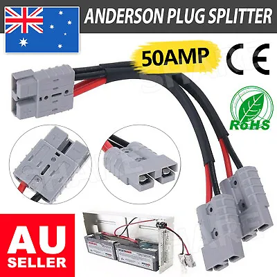 50 Amp Genuine Anderson Plug Connector Double Y Adapter 6mm Automotive Cable New • $10.85